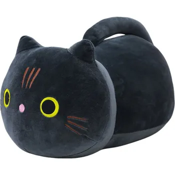 plyšák Plyšová Hračka Mazlíček Kočka S Dlouhým Ocasem Černá 40cm