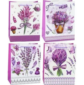 Dárková taška Papírová dárková taška Levandule Brokátové prvky 23 x 18 x 10,5 cm