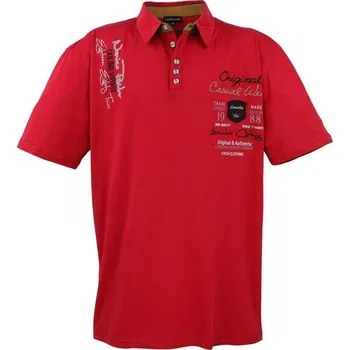 Pánské tričko LAVECCHIA polokošile pánská 610 nadměrná velikost červená 6XL