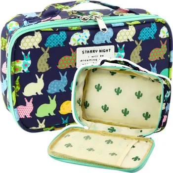 Penál Školní penál organizér prostorný přídavná kapsa granátový 21,5 cm