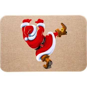Rohožka Vánoční lněná rohožka Mikuláš - Zábavná vánoční rohožka