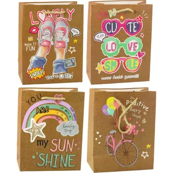 Dárková taška Papírová dárková taška Barevné motivy 23 x 18 x 10,5 cm