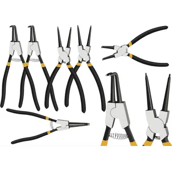 Kleště Sada kleští na pojistné kroužky Segerové Zahnuté Rovné 4ks