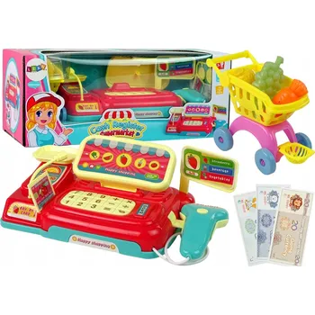 Hra na obchod POKLADNA S VOZÍKEM A SKENEREM PRO DĚTI HRAČKA OBCHOD NA BATERIE