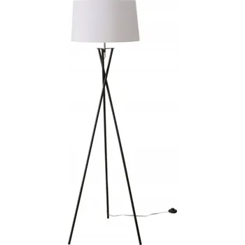 Stojací lampa STOJACÍ LAMPA NA ČERNÉ KOVOVÉ TROJNOŽCE MODERNÍ BÍLÁ 158 X 44 CM