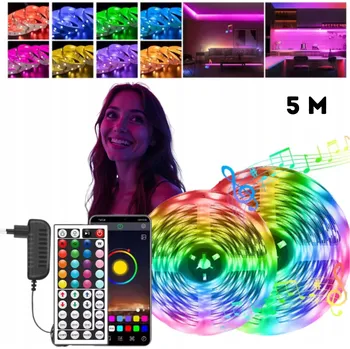 LED osvětlení LED pásek RGB 10m SAMOLEPICÍ BAREVNÝ LED PÁSEK S DÁLKOVÝM OVLÁDÁNÍM + APLIKACE