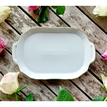 BERNADOTTE podnos 23 cm, zlatá linka, Thun 1794 (Porcelánový podnos 2. jakost)