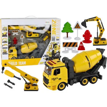 autíčko Stavební vozidla Zvuk Světlo 1:12 DIY Míchačka Jeřáb Bagr