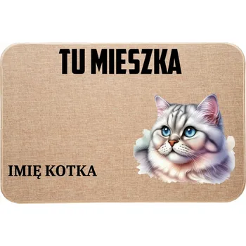 Rohožka LNĚNÁ VSTUPNÍ ROHOŽKA S KOČKOU TADY BYDLÍ + JMÉNO KOČKY SUPER DÁREK