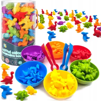 Dřevěná hračka Vzdělávací puzzle Doris dinosauři 48 ks pro učení barev a počítání