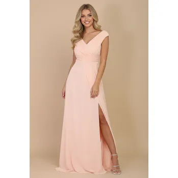 Dámské šaty EVA & LOLA Společenské šaty pro družičky OPALE růžové Barva: Růžová, Velikost: L