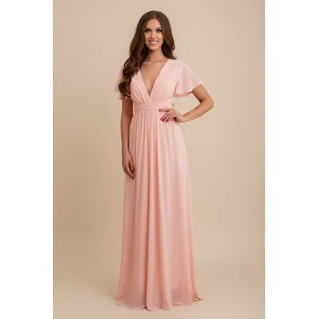 Dámské šaty EVA & LOLA Společenské šaty pro družičky TACHA růžové Barva: Růžová, Velikost: L