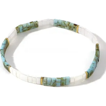 Náramek Joy-sperky Miyuki Tila náramek White & Tyrkys