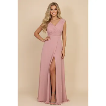 Dámské šaty EVA & LOLA Společenské šaty pro družičky OPALE starorůžové Barva: Růžová, Velikost: S