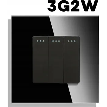 vypínač SPÍNAČ SVĚTLA 3G2W DVOJITÝ SCHODIŠŤOVÝ MECHANICKÝ SKLENĚNÝ FI60 ČERNÝ