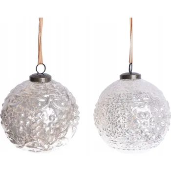 Vánoční ozdoba SADA 2 SKLENĚNÝCH VÁNOČNÍCH OZDOB S SOVOU 8CM