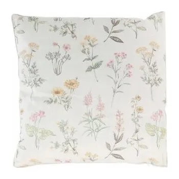 Polštář POLŠTÁŘ DO OBÝVÁKU NA POHOVKU BÉŽOVÝ S KVĚTINAMI 45 x 45 cm