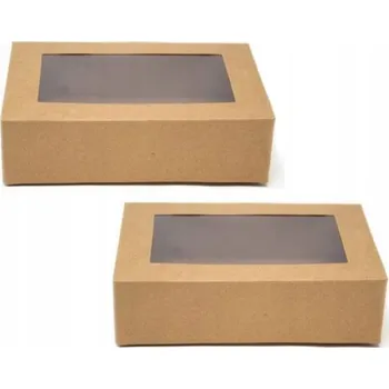 Jednorázové nádobí Krabička Hersta hnědá s okénkem 19x13x5 cm, 10 ks