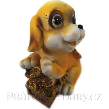 Pejsek soška truhla peníze 8 cm