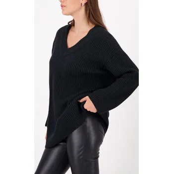 Dámská mikina Svetr Monari 809576 černý dlouhý do V Velikost: 36