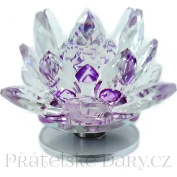 Křišťálový Květ Lotos otočný / Sklo fialová
