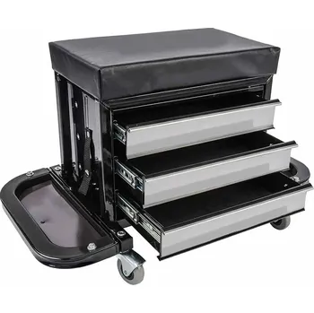 Dílenský pojízdný sedák se zásuvkou