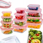 Sada 12 SKLENĚNÝCH NÁDOB NA POTRAVINY s Víčky Vzduchotěsné Krabičky na Oběd