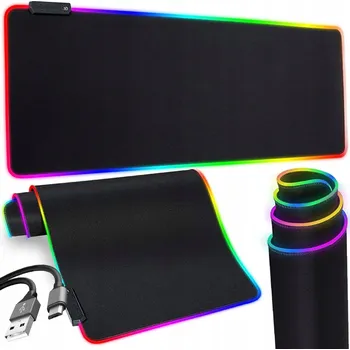 Podložka pod myš VELKÁ HERNÍ PODLOŽKA POD MYŠ A KLÁVESNICI 30x80 LED RGB S USB PODSVÍCENÍM