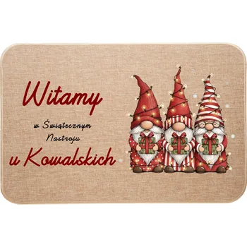 Vánoční dekorace Vánoční lněná rohožka Vítejte ve vánoční náladě u [Vaše Příjmení] vz.2