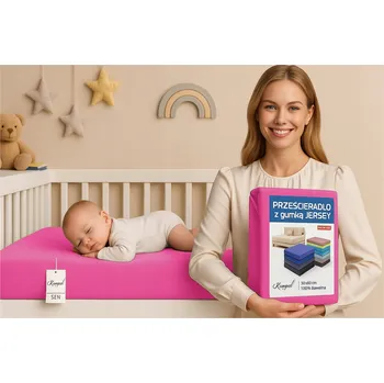 Prostěradlo PROSTĚRADLO JERSEY S GUMOU 70X140 100% BAVLNA POLSKÉ RŮŽOVÁ