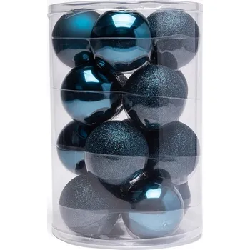Vánoční dekorace decoDoma sada vánočních ozdob 16 ks, Ø 8 cm modrá