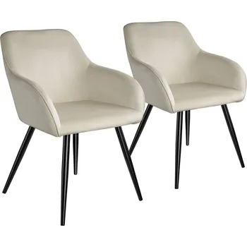 TecTake GmbH 404046 židle marilyn sametový vzhled černá - krémová/černá,sada 2 kusů