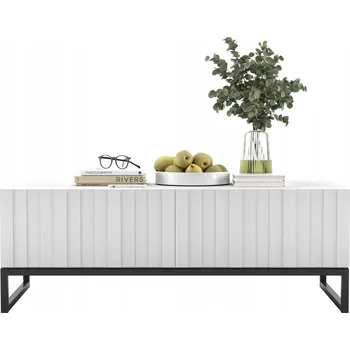 Konferenční stolek Konferenční stolek Glamour obdélníkový moderní lavice Bílý Mat 110 Černý rám