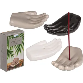 OOTB Keramický stojan na vonnou tyčinku - Dlaň ZEN, 12×7,5×2,5 cm, mix barev