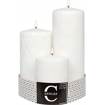 Svíčka Sada tří válcových svíček ADPAL | Bílé |