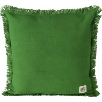 Polštář POLŠTÁŘ BAVLNĚNÝ POLŠTÁŘ ZELENÝ S TŘÁSNĚMI RUČNÍ VÝROBY LENEA 45X45 CM