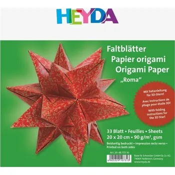 Kancelářský papír Origami papír 33 listů 20 x 20cm - Roma červeno/zlaté