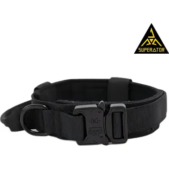 Stan Taktický obojek pro velké psy s rukojetí – 1000D nylon, kovová spona (M–XL) Barva: Černá | skladem v ČR | rychlé odeslání | měkké polstrování | služební kynologie | každodenní venčení |