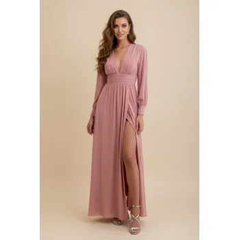 Dámské šaty EVA & LOLA Společenské šaty pro družičky PERINE starorůžové Barva: Růžová, Velikost: L
