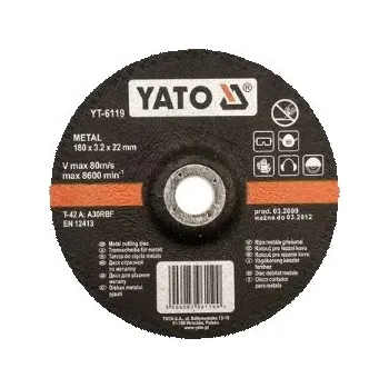 Řezný kotouč Kotouč na kov 180 x 22 x 3,2 mm vypouklý Yato YT-6119
