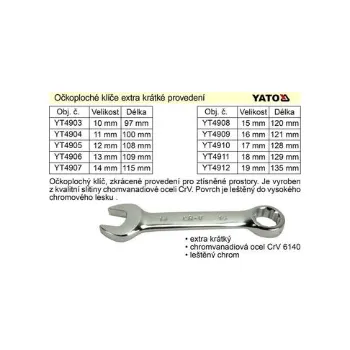 Klíč YATO Klíč očkoplochý 16 mm krátký (YT-4909)
