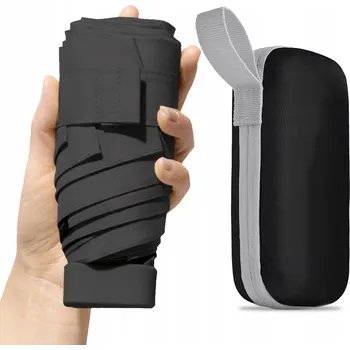 Deštník Mini Cestovní Slunečník pro Dospělé a Děti, Ultralehký, Černý