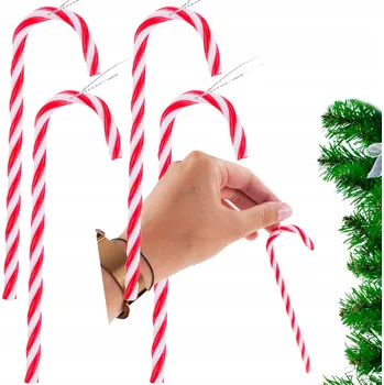 Vánoční dekorace OZDOBY TYČINKY CUKROVÉ VÁNOČNÍ VÁNOČNÍ BAŇKY NA STROMEČEK VÁNOČNÍ 4 KS