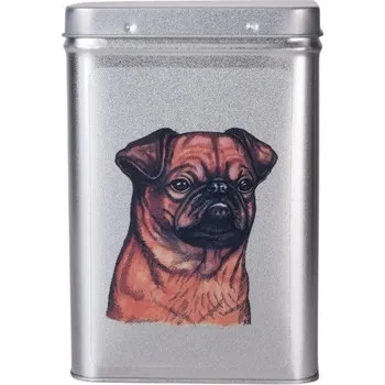 Dóza na potraviny Plechová dóza s obrázkem psa plemene grifonek brabantský