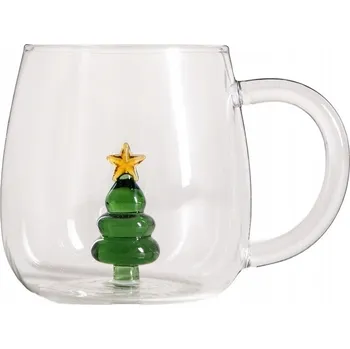 Sklenice Vánoční Sklenice PENNA s vánočním stromečkem uvnitř a uchem, 0,42 l HOMLA