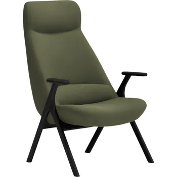 Křeslo Teulat Vysoké zelené křeslo Dins s černou dřevěnou podnoží