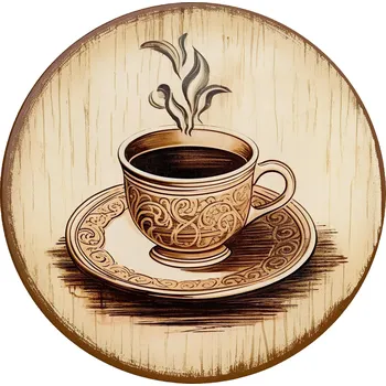 Keramické podložky pod hrnek x4 s ozdobným potiskem - Káva