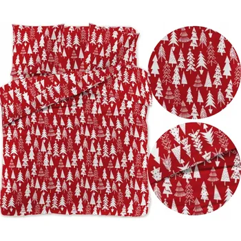 Povlečení VÁNOČNÍ LŮŽKOVÉ POVLEČENÍ 160X200 BAVLNA BAVLNA + 2 POVLAKY NA POLŠTÁŘE 70X80 VÁNOČNÍ STROMČEKY