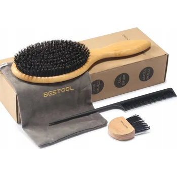 kartáč na vlasy KARTÁČ NA VLASY S KANČÍMI ŠTĚTINAMI PRO HLADKÉ A JEMNÉ VLASY, BAMBUSOVÉ DŘEVO