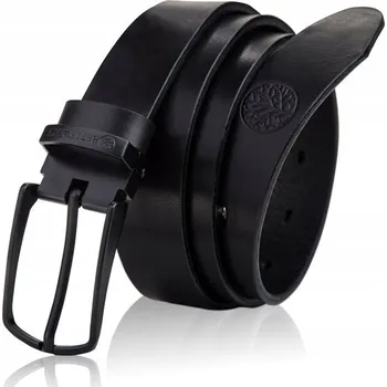 Opasek KOŽENÝ OPASEK Betlewski černý pásek ke kalhotám v krabičce